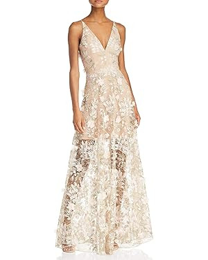 Dress the Population Women's Embellished Plunging Gown Sleeveless Floral Long Dress | Amazon (US)