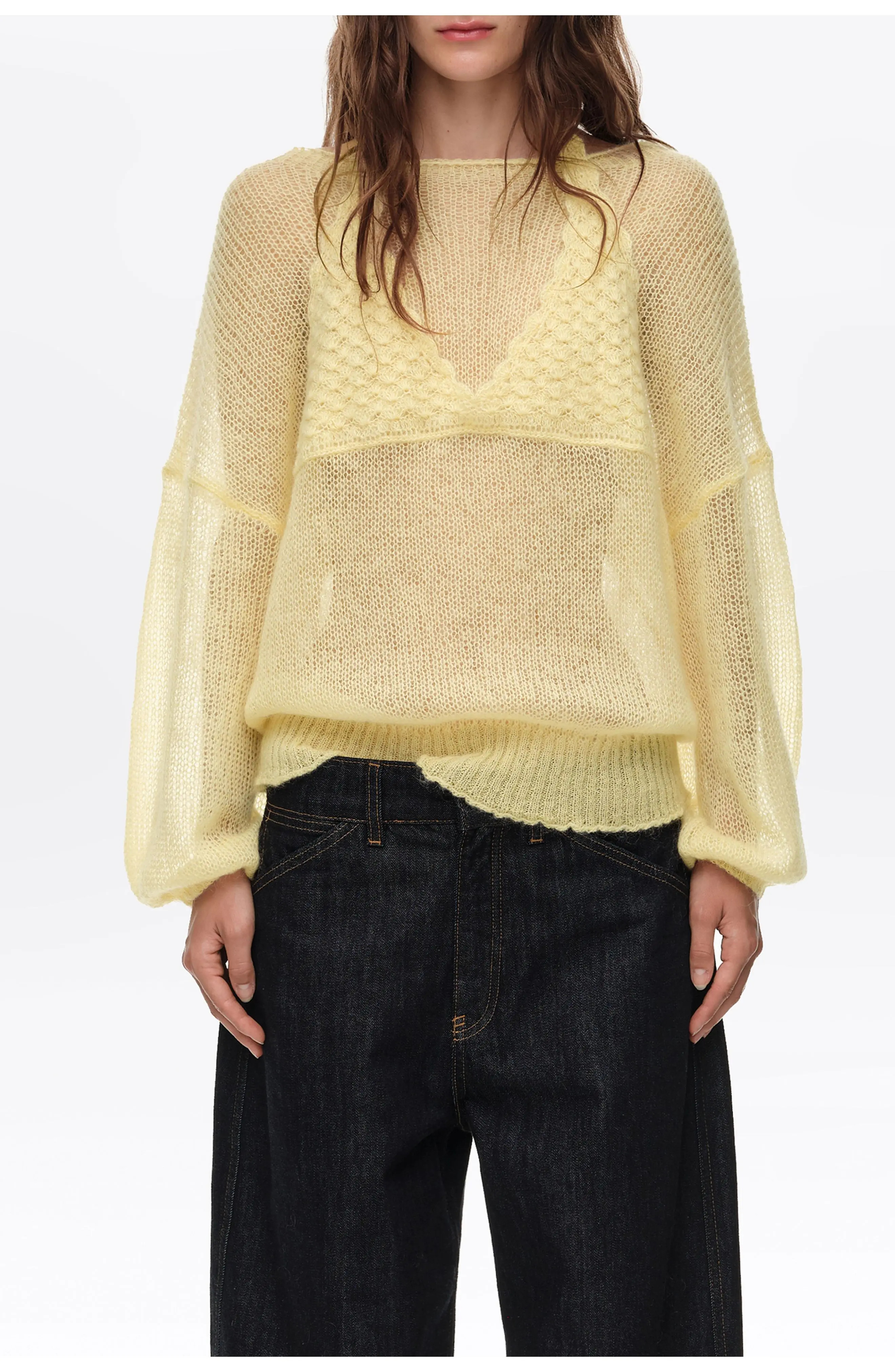 BIMBA Y LOLA Mohair Sweater with Overlay Top (Women) | Nordstrom | Nordstrom
