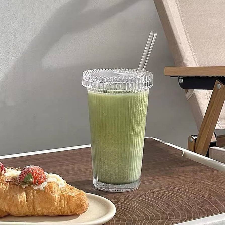 Clear Glass Coffee Mug with Lid Glass Cup and Straw Cup No Handle Juice Glass Beer Can Milk Mocha... | Amazon (US)