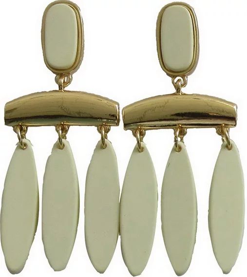 Time and Tru Gold and Winter White Faux Clay Oval Drops Earring for Women - Walmart.com | Walmart (US)