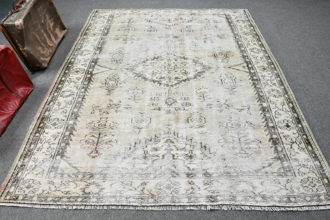 Large Rug, Turkish Rug, Vintage Rug, Antique Rug, 76x99 inches Green Carpet, Organic Living Room ... | Etsy (US)