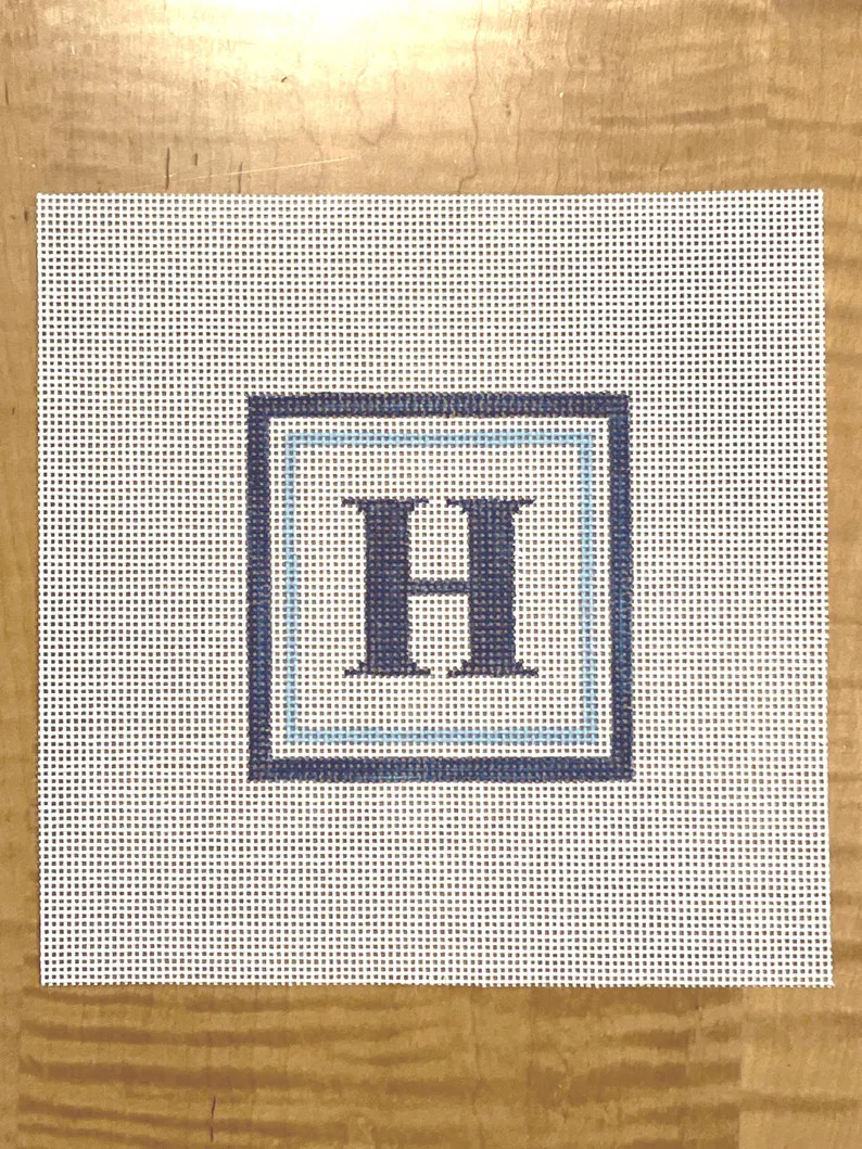 4" X 4" Color-Customizable Handpainted Needlepoint Canvas, Times New Roman Initial Letter Ornamen... | Etsy (US)