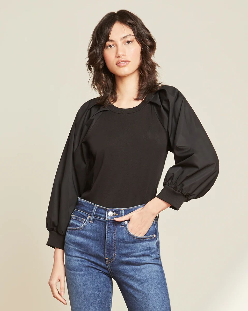 Gibbson Pleat-Sleeve Top | Veronica Beard