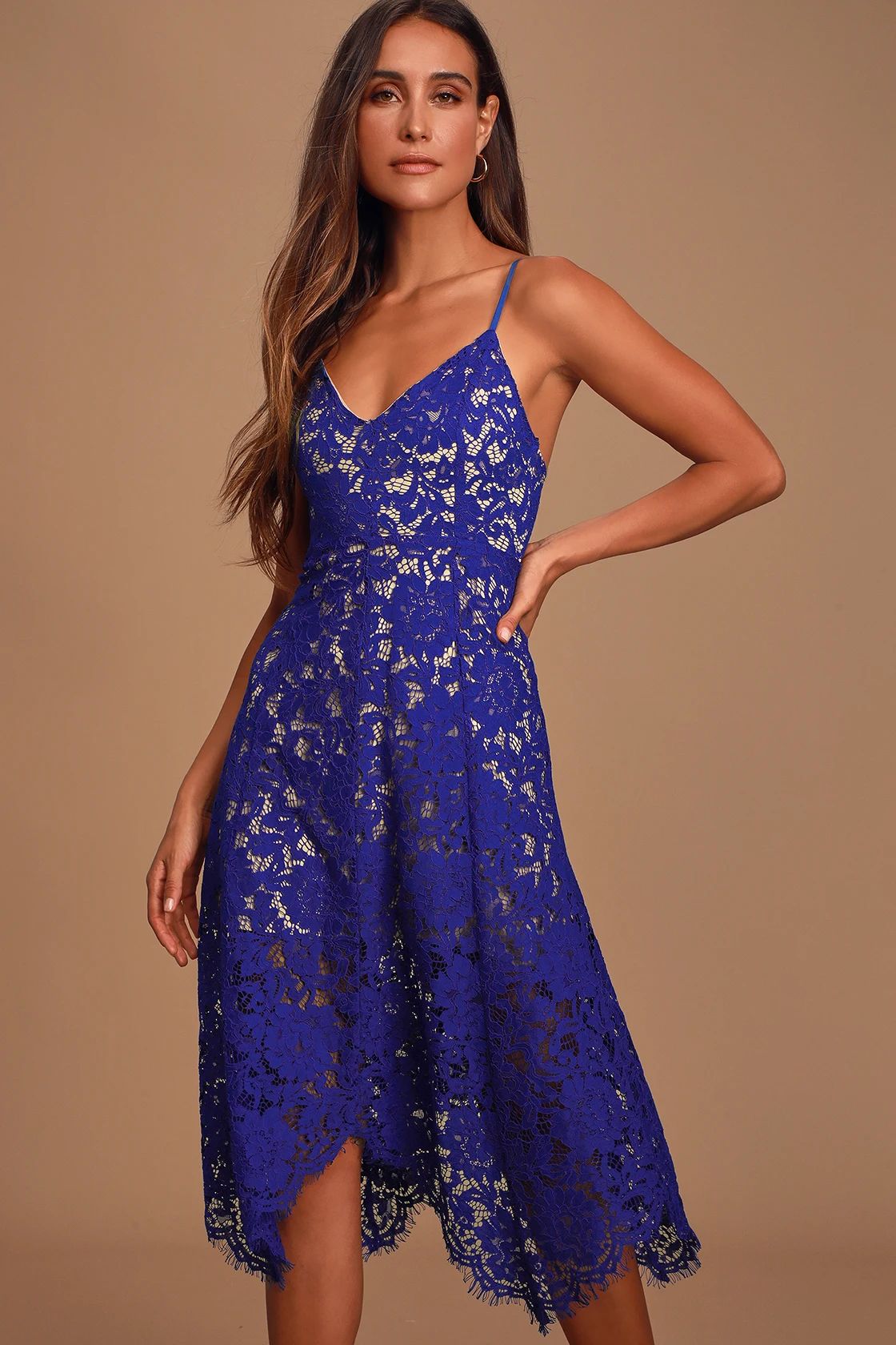 One Wish Royal Blue Lace Midi Dress | Lulus (US)