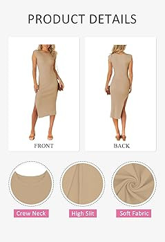 LaSuiveur Women's Sleeveless High Slit Bodycon Causal Dress Summer Beach Party Vacation Tank Maxi... | Amazon (US)