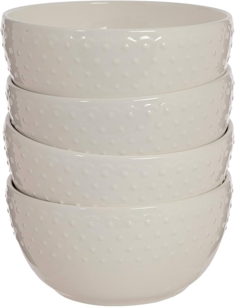 Hobby Lobby Hobnail Ceramic Dinnerware, White Glossy Finish, Set of 4 (6" Bowl) | Amazon (US)