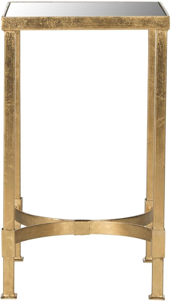 SAFAVIEH Home Collection Halyn Gold Leaf Mirror Top End Table | Amazon (US)