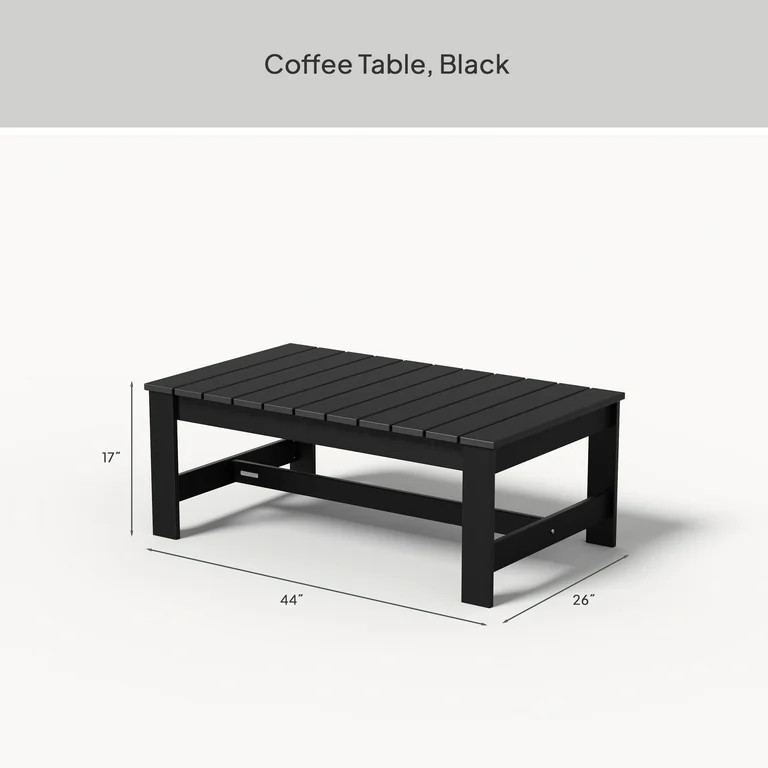 Better Homes & Gardens Ezra Outdoor HDPE Coffee Table, Black | Walmart (US)