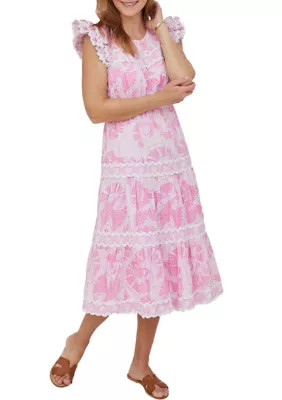 Women's Flutter Sleeve Ric Rac Midi Dress | Belk