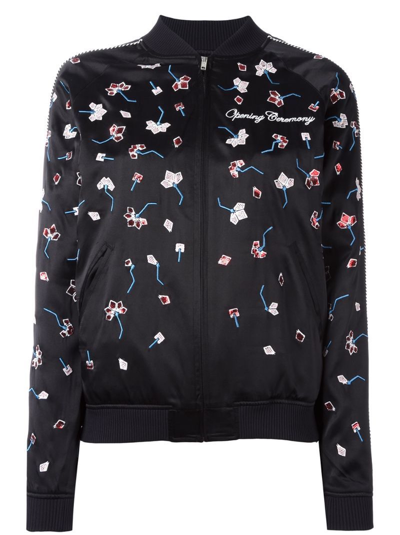 Opening Ceremony - embroidered bomber jacket - women - Silk/Polyester - XS, Black, Silk/Polyester | FarFetch US