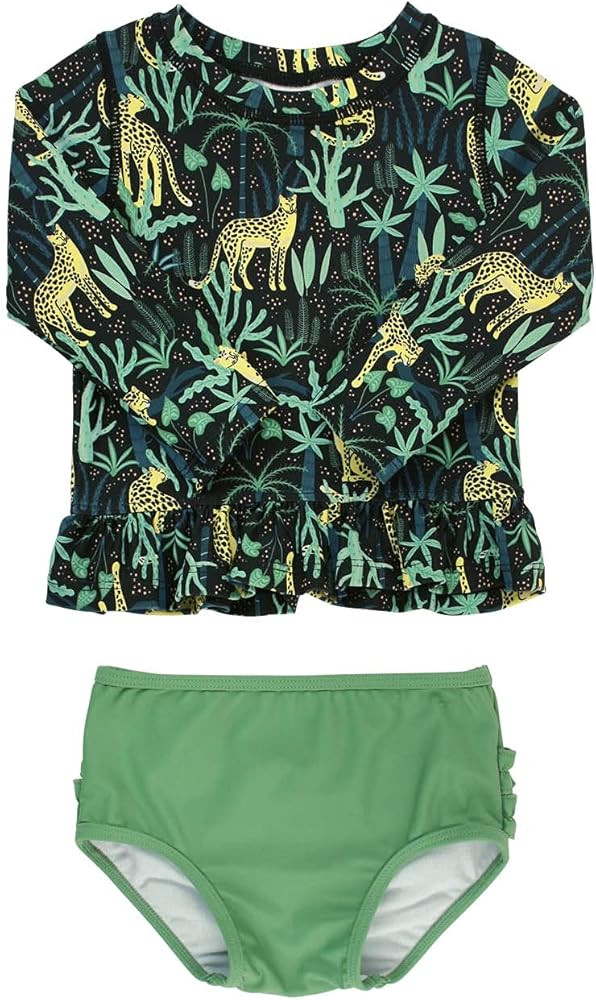 RuffleButts® Baby/Toddler Girls Rash Guard 2-Piece Swimsuit Set - Long Sleeve Bikini with UPF 50+ Su | Amazon (US)