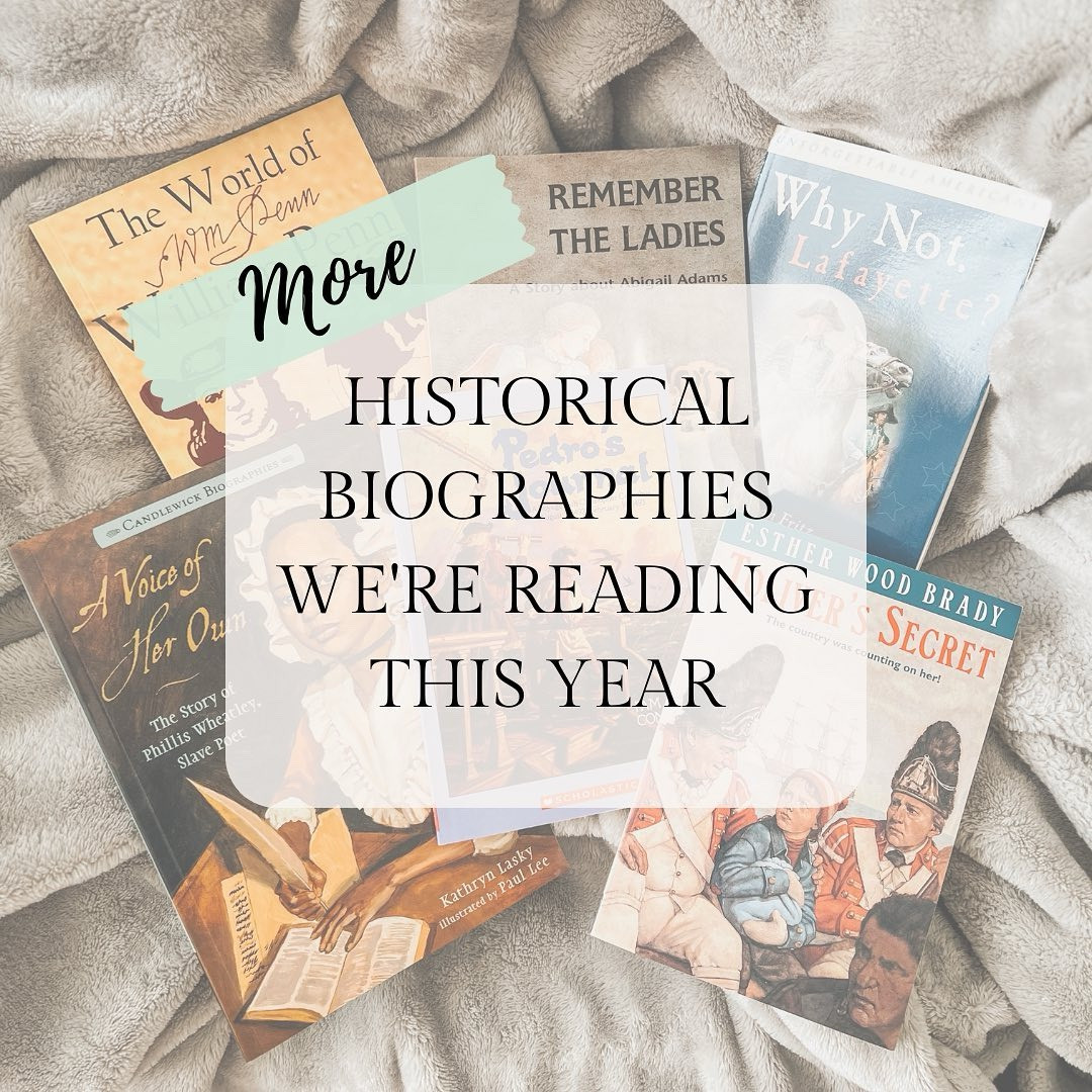 My read aloud book list for 2024 is growing, especially in the history category!

Here are some biographies I'm looking forward to reading together this year:
📖 The World of William Penn by Genevieve Foster
📖 Remember the Ladies by Jeri Chase Ferris
📖 Why Not, Lafayette? by Jean Fritz
📖 A Voice of Her Own by Kathryn Lasky
📖 Pedro's Journal by Pam Conrad
📖 Toliver's Secret by Esther Wood Brady

All of these are part of our journey with @beautifulfeetbooks through Early American History and US Geography. Check my previous post for more biographies that pair well with these!

#livingbooks #historicalbiographies #homeschoolreadalouds #readaloudfamily #beautifulfeetbooks