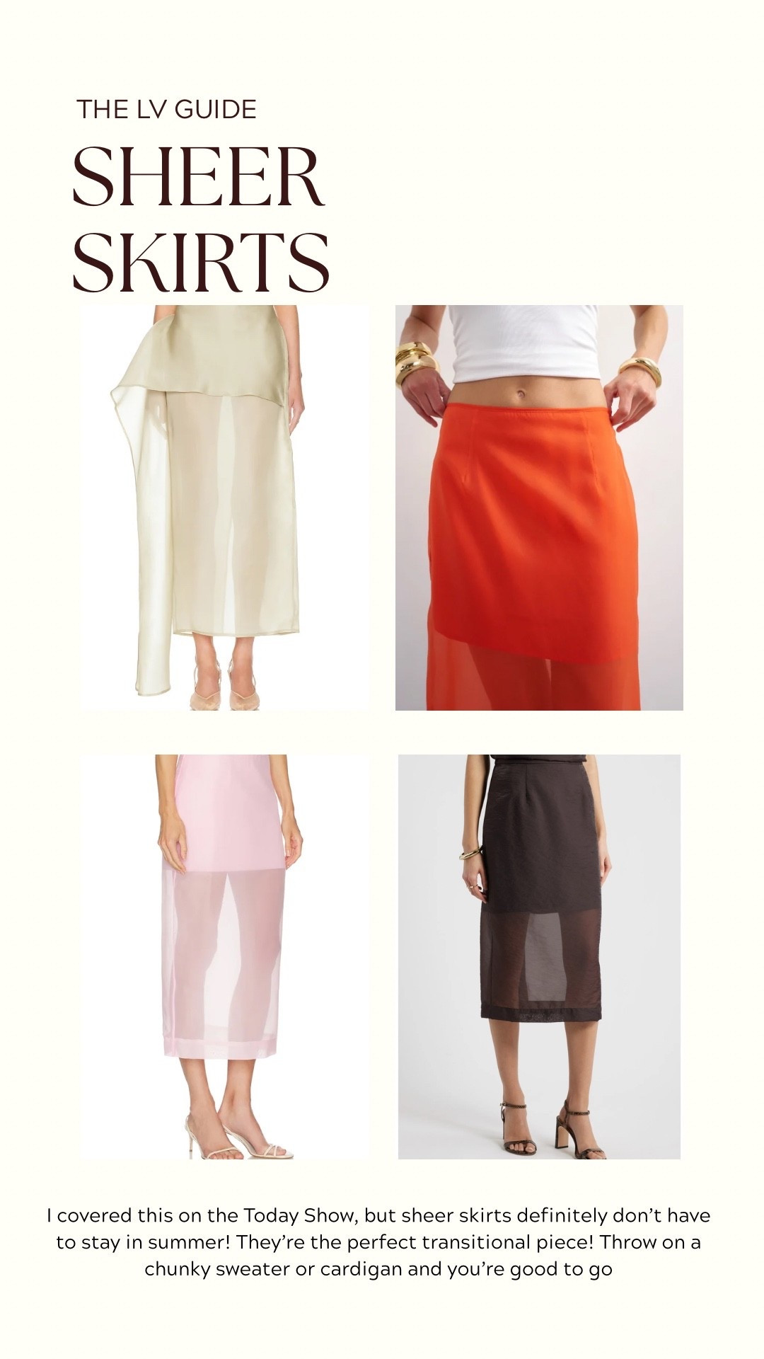 I covered this on the Today Show, but sheer skirts definitely don’t have to stay in summer! They’re the perfect transitional piece! Throw on a chunky sweater or cardigan and you’re good to go

#LTKootd #LTKdayinmylife #LTKSeasonal