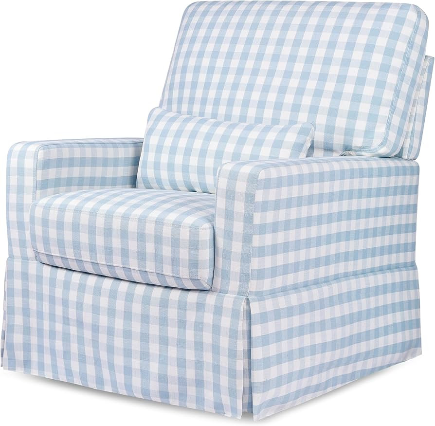 Namesake Crawford Pillowback Comfort Swivel Glider in Blue Gingham, Greenguard Gold & CertiPUR-US... | Amazon (US)