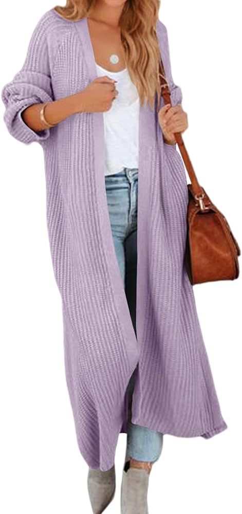 Pepochic Women's Oversized Long Cardigan Sweaters Long Sleeve Split Open Front Drape Knit Duster ... | Amazon (US)