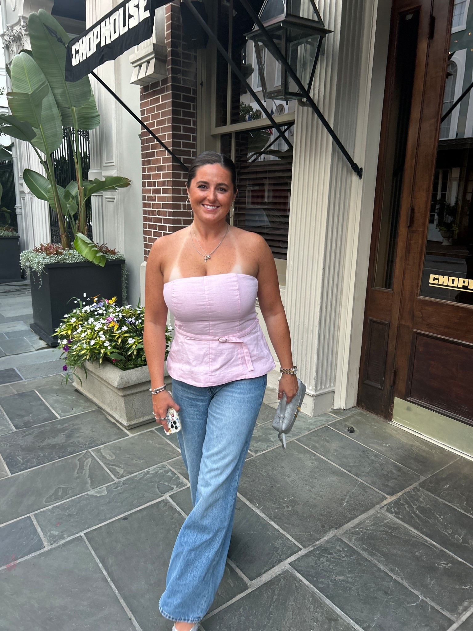 this top is sold out in pink but I linked the white! bag is the Bottega Bang Bang case in grey but they are sold out of grey online 🥲

#LTKFindsUnder100 #LTKSeasonal #LTKStyleTip