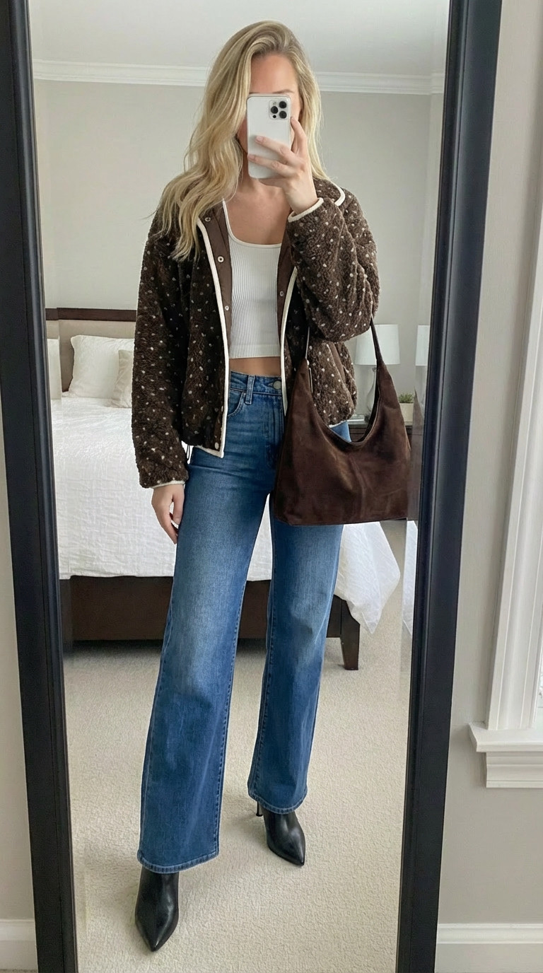 Layering season is HERE! 🍂
This brown quilted jacket is the perfect transitional piece! Love the classic quilted texture, zip-up style, and how it layers perfectly over a white ribbed crop top. The neutral brown color goes with everything in my closet.
Paired it with medium wash wide leg jeans and black pointed toe ankle boots for an effortlessly cool vibe. Added my go-to brown suede shoulder bag to tie the whole look together. This outfit screams fall!
The jacket is lightweight enough for mild days but adds that extra layer when you need it. It's great for travel, running errands, casual outings, or weekend plans. Such a versatile piece!
These wide leg jeans are SO flattering and the perfect length with boots or heels. The black booties elevate any casual outfit instantly.
Shop this entire fall outfit by following me in the LTK app 🛍️
#LTKfinds #LTKstyletip #LTKunder100 #quiltedjacket #falljacket #falloutfit #layering #croptop #widelegjeans #denimstyle #blackboots #pointedtoeboots #anklebooties #suedebag #shoulderbag #neutralstyle #fallstyle #autumnoutfit #casualchic #ootd #outfitinspo #fallvibes #transitionalstyle #everydaystyle #fashionfinds 

 

#LTKdayinmylife #LTKgrwm #LTKootd