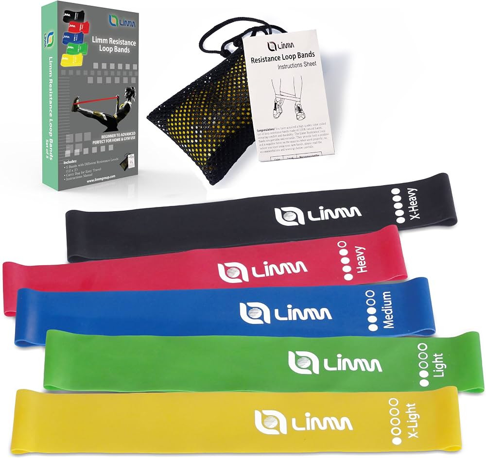 Limm Resistance Loop Exercise Bands - Set of 5 Stretch Bands for Working Out with Instruction Gui... | Amazon (US)