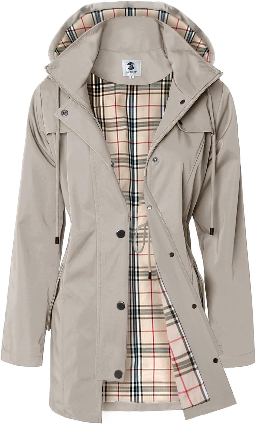 SaphiRose Women's Long Hooded Rain Jacket Outdoor Raincoat Windbreaker | Amazon (US)