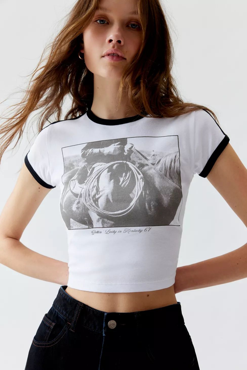 Cowboy Photoreal Ringer Baby Tee | Urban Outfitters (US and RoW)