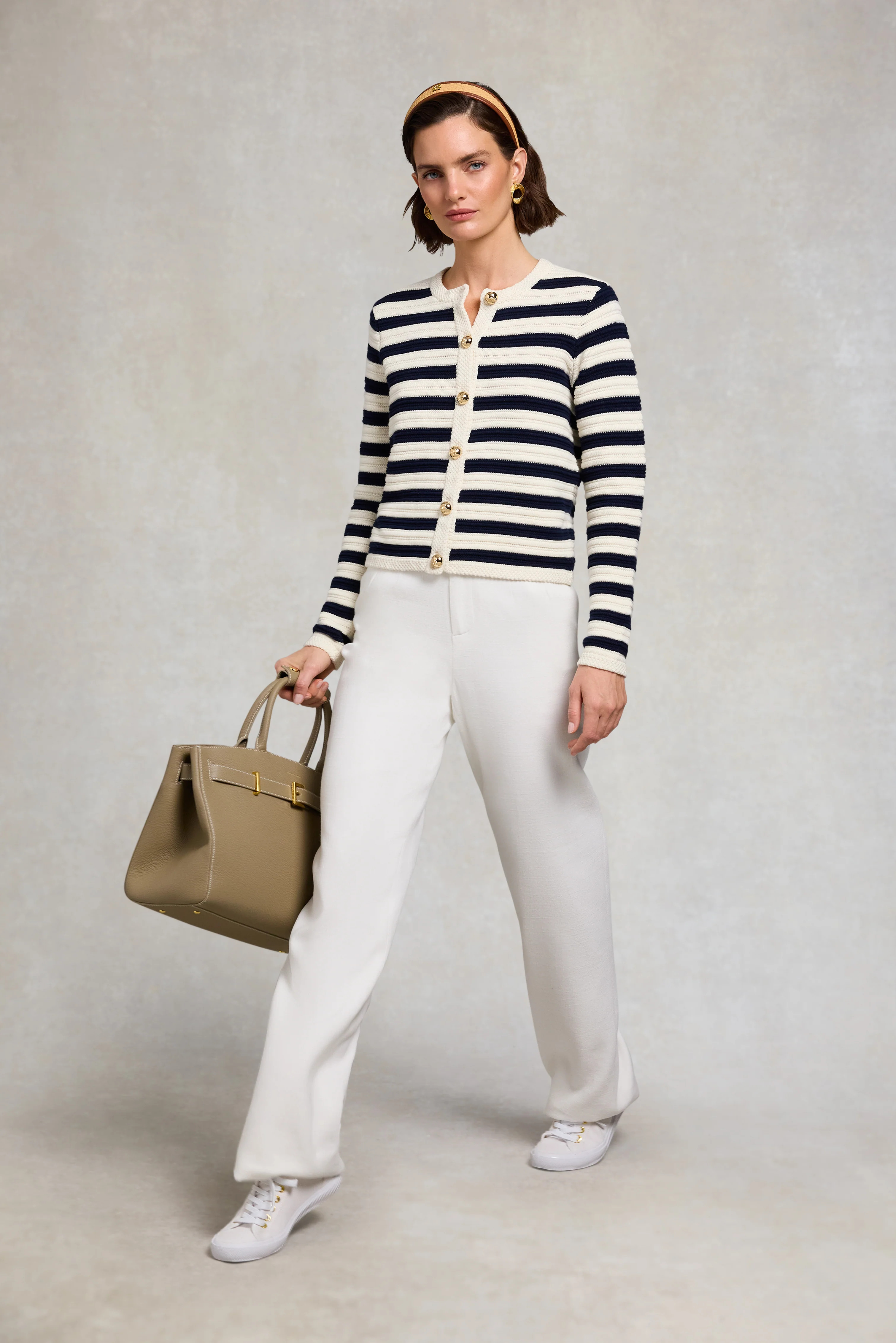 Anna Knitted Cardigan (Ink Navy Natural) | Holland Cooper