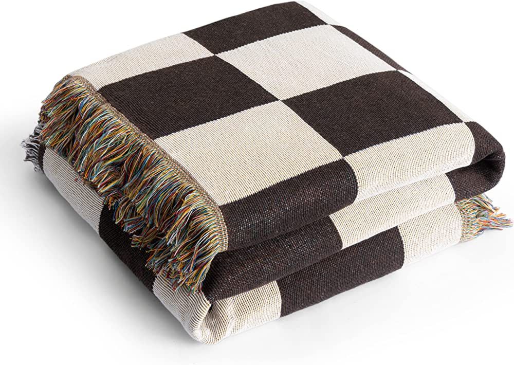 Homewell Checkered Throw Blanket Checkered Blanket | Checkerboard Blanket | Brown Tan Throw Blank... | Amazon (US)