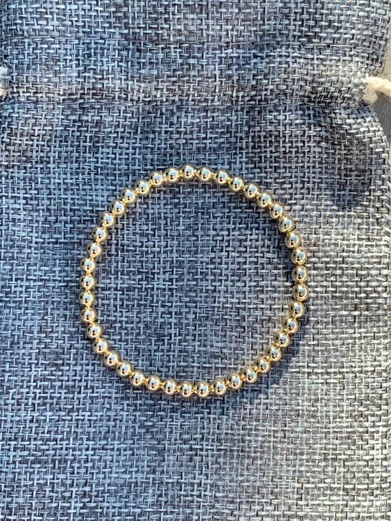 Custom 4mm Gold Letter Bead Bracelet • Stacking Bracelet • Personalized Bracelet • Acrylic ... | Etsy (US)