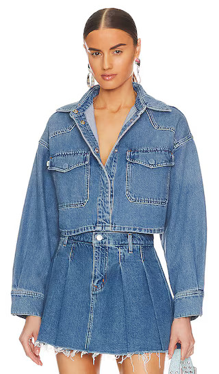 Micah Cropped Denim Shacket in California | Revolve Clothing (Global)