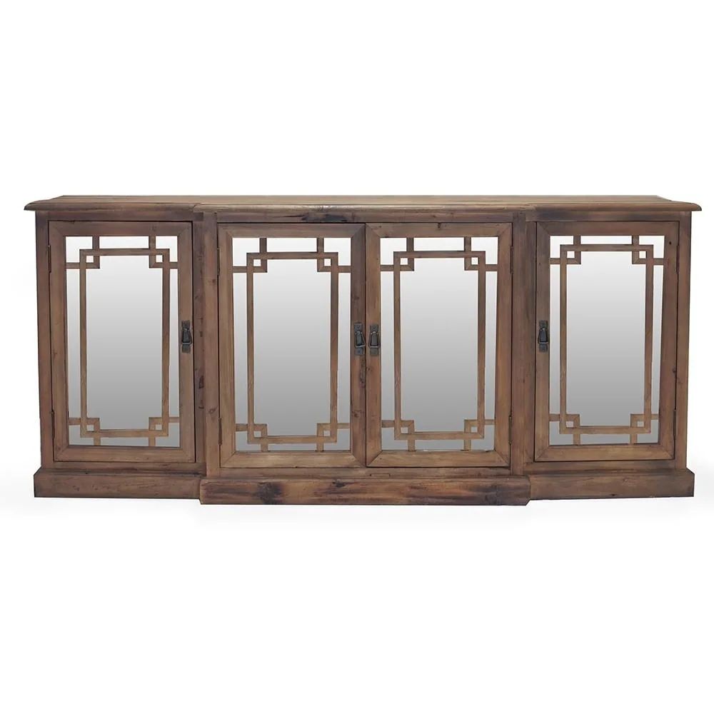 Beverly Hills Reclaimed Knotted Pine Mirrored Buffet (Brown) | Bed Bath & Beyond