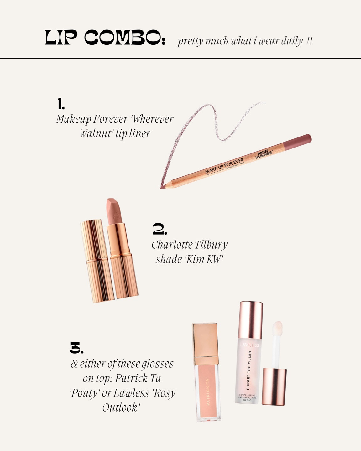 My daily lip combo! This lip liner is a great neutral that isn’t too pink - creates such a nice definition on your lips. Dab on a little bit of the lipstick (it’s a light nude that pulls slightly peachy)  and the gloss combines the two well! I also don’t have lip filler so I love a plumping gloss that just adds a bit of shine and fullness! 

#LTKbeauty #LTKunder50