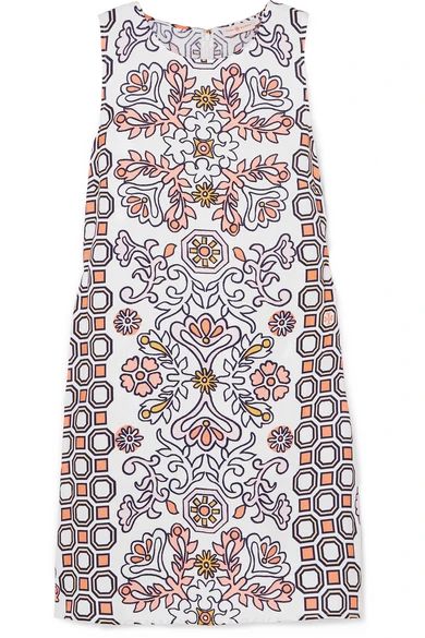 Tory Burch - Hicks Garden Printed Linen-blend Mini Dress - Orange | NET-A-PORTER (US)
