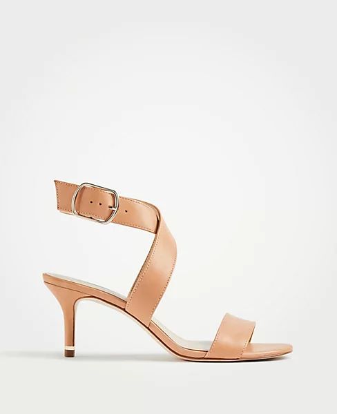 Letha Wrap Leather Heeled Sandals | Ann Taylor | Ann Taylor (US)