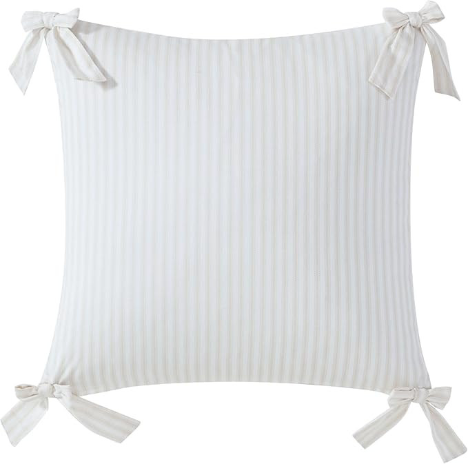 Peri Home Pinstripe Decorative Accent Throw Pillow, 20 x 20, Taupe | Amazon (US)