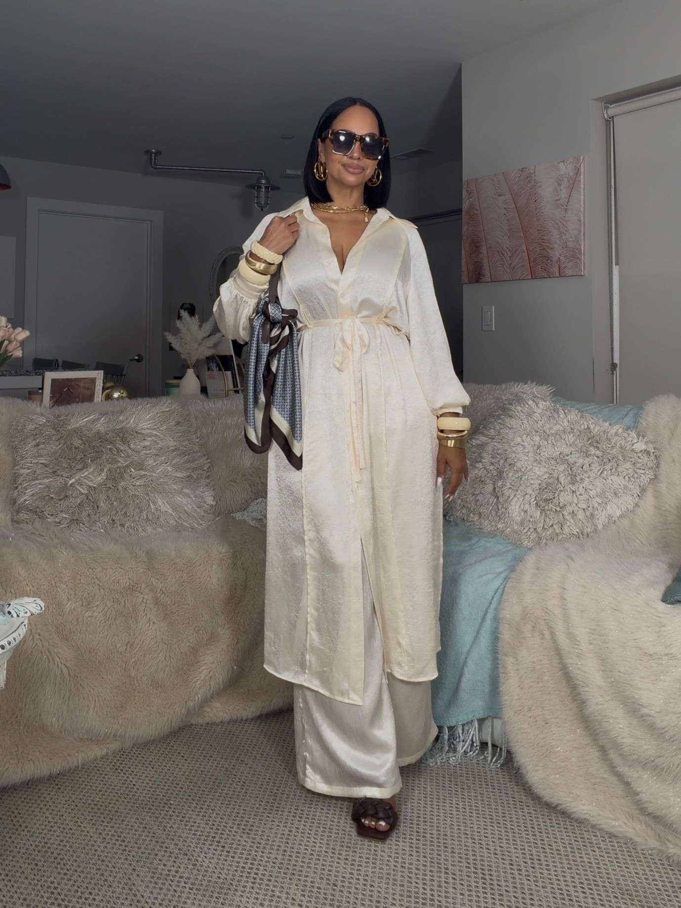 Need graduation guest outfits that aren’t dresses and are still chic? I got youuuu! This two piece set is breezy for summer and so cute and comfy. I sized up to a large in the pants and got a medium in the top 🫶🏽 

5’3
37” Bust
31” Ribcage
27” Waist
42” Hip

#LTKOver40 #LTKPetite #LTKootd