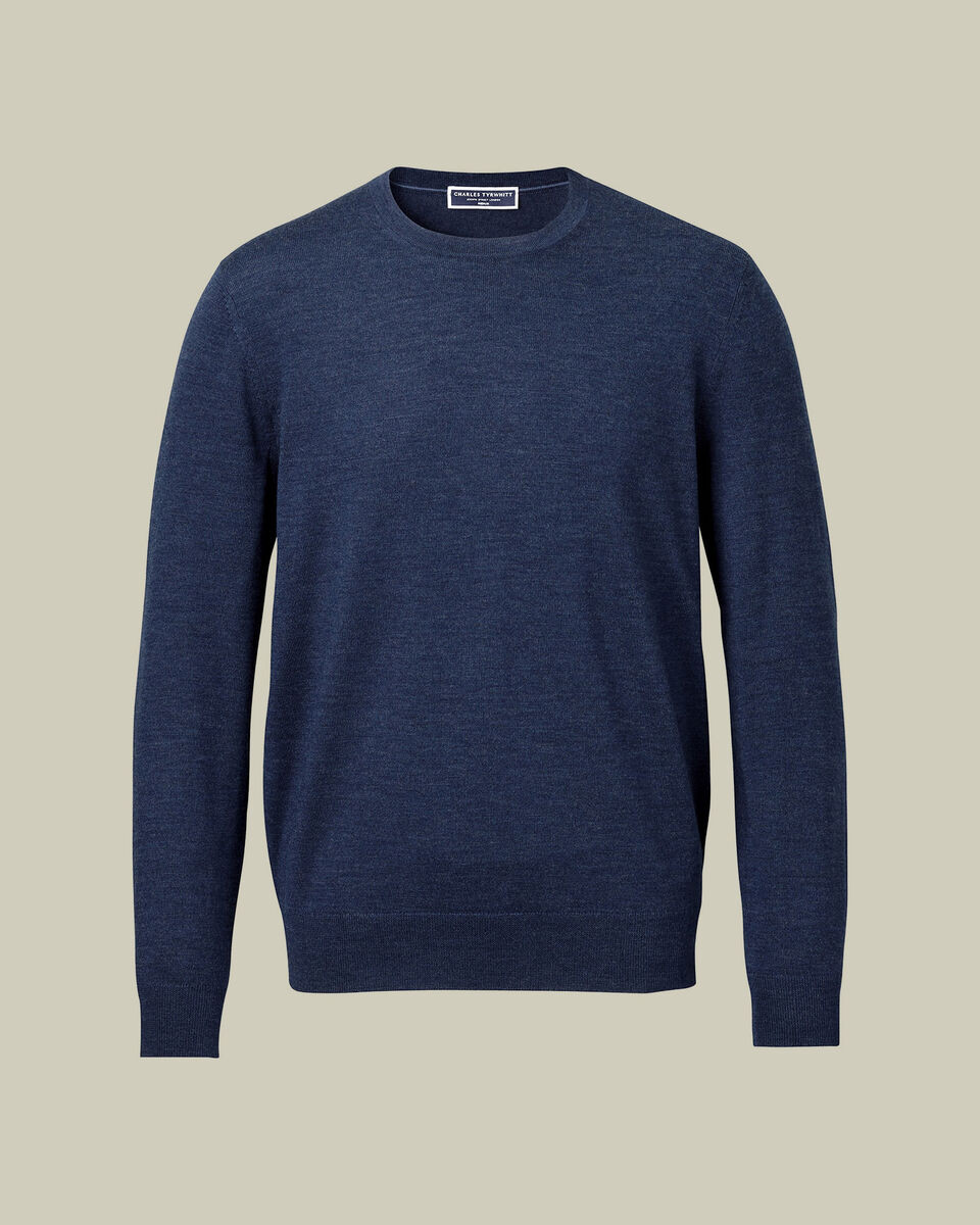 Pure Merino Crew Neck Sweater - Ink Blue | Charles Tyrwhitt