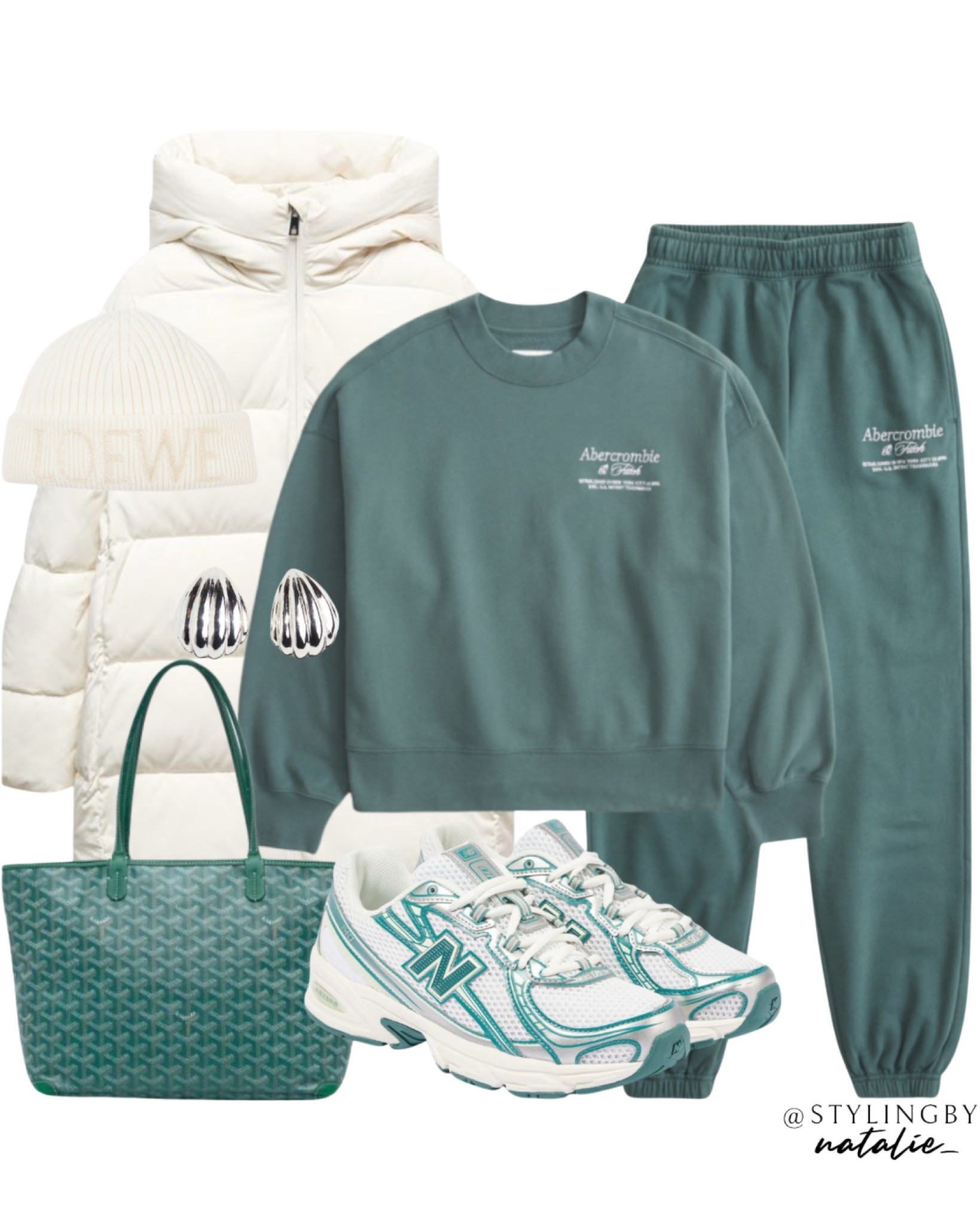 Winter comfy casual outfit- Hooded puffer coat, Logo sweatshirt & matching joggers set, New Balance 740 trainers, Goyard tote bag, Loewe beanie hat & silver earrings. 


#LTKuk #LTKwinter #LTKshoes