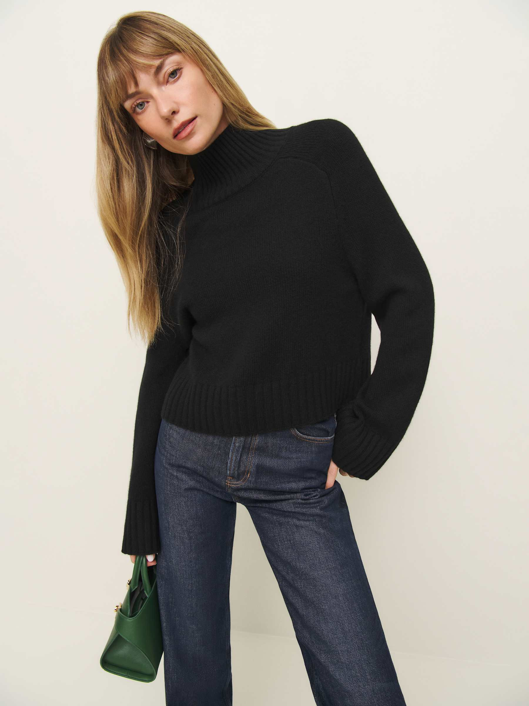 Brooke Cashmere Cropped Turtleneck | Reformation (Global)