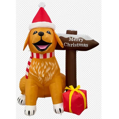 Christmas Inflatables 5 Ft Christmas Dog Inflatable With Built-In Led Lights | Wayfair North America