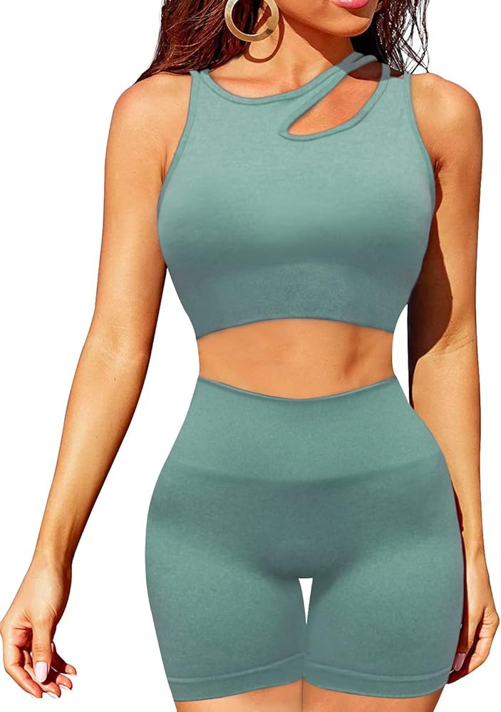 OLCHEE Women’s Workout Set 2 Piece Tracksuit - Seamless High Waist Shorts Leggings and Sports B... | Amazon (CA)