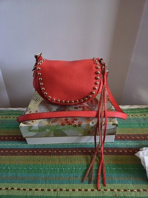 Rebecca Minkoff Red Pebble Leather Studded Crossbody Bag. 10 X 6 X 4. Unlined. | eBay AU