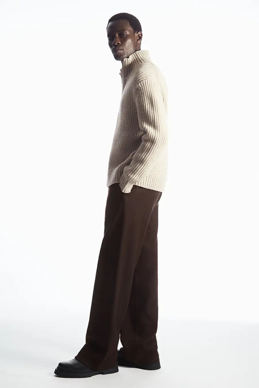 FUNNEL-NECK KNITTED WOOL JACKET | COS UK