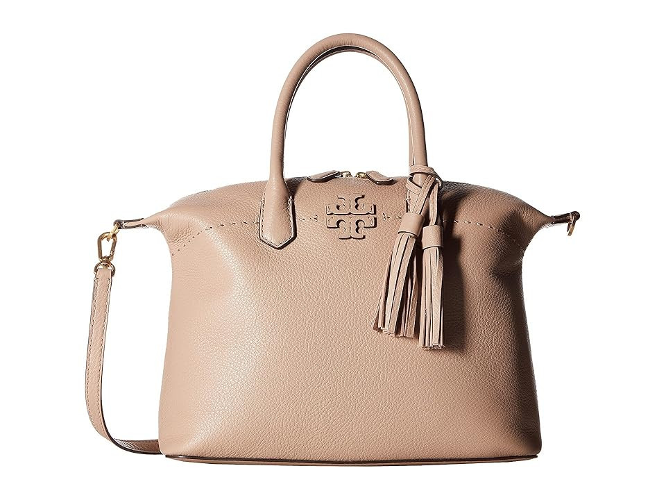 Tory Burch Mcgraw Slouchy Satchel (Devon Sand) Satchel Handbags | Zappos
