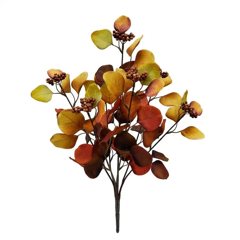 Mainstays 20" Artificial Flower Bush, Eucalyptus, Red and Brown Colors - Walmart.com | Walmart (US)