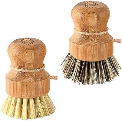 Dish Scrub Brush Bamboo - S&C Kitchen, Cleans Pan/Vegetable/Dishes/Wok, Bamboo Scrub Brush for Ki... | Amazon (US)
