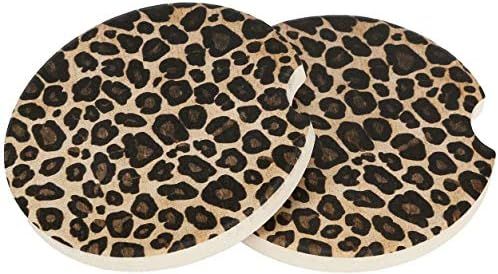 Crystal Lemon 2Pack Leopard Car Coasters Absorbent Ceramic Cup Holder, Ceramic Coasters, Keep Veh... | Amazon (US)