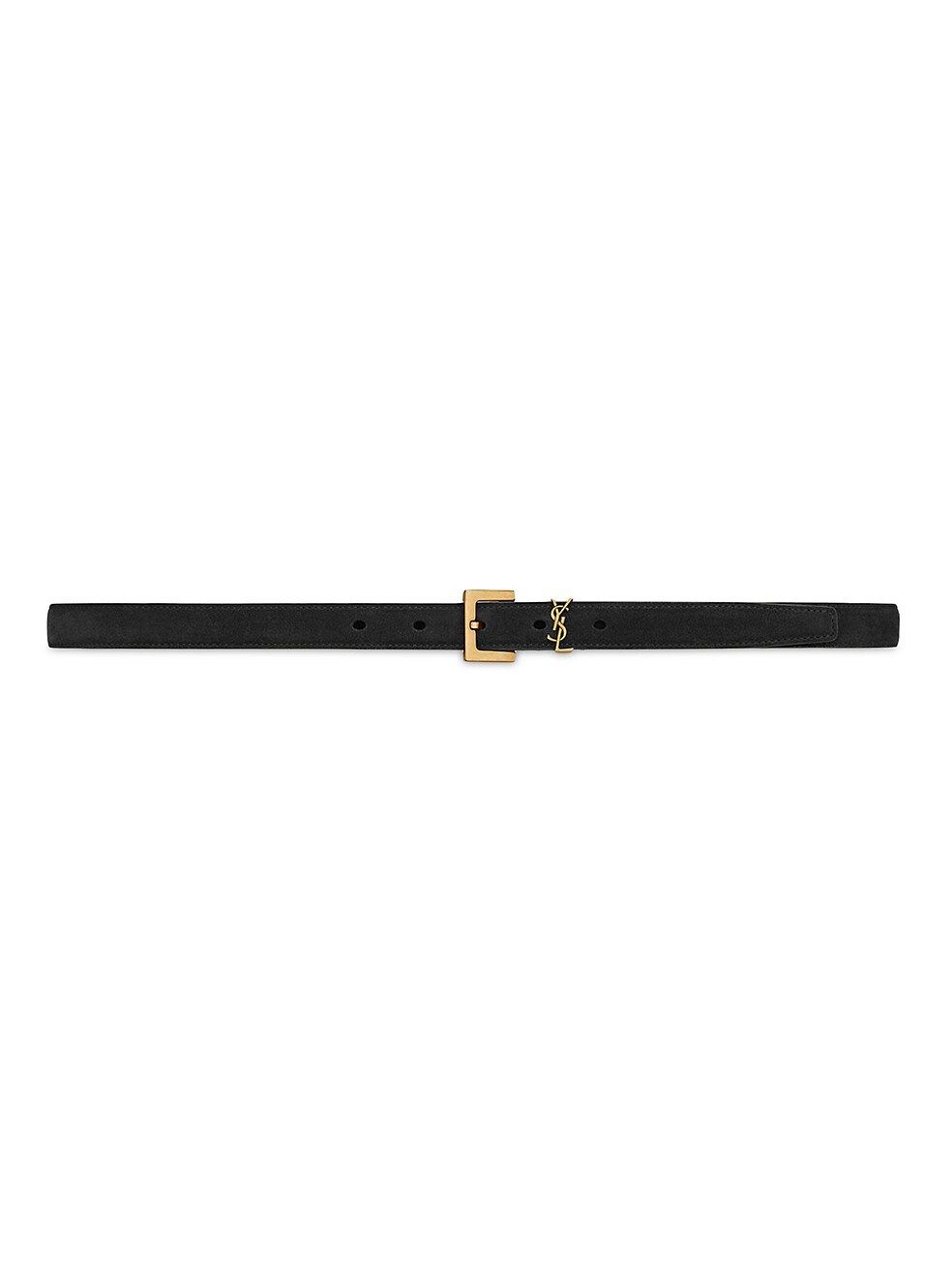 Saint Laurent Logo Skinny Suede Belt | Saks Fifth Avenue