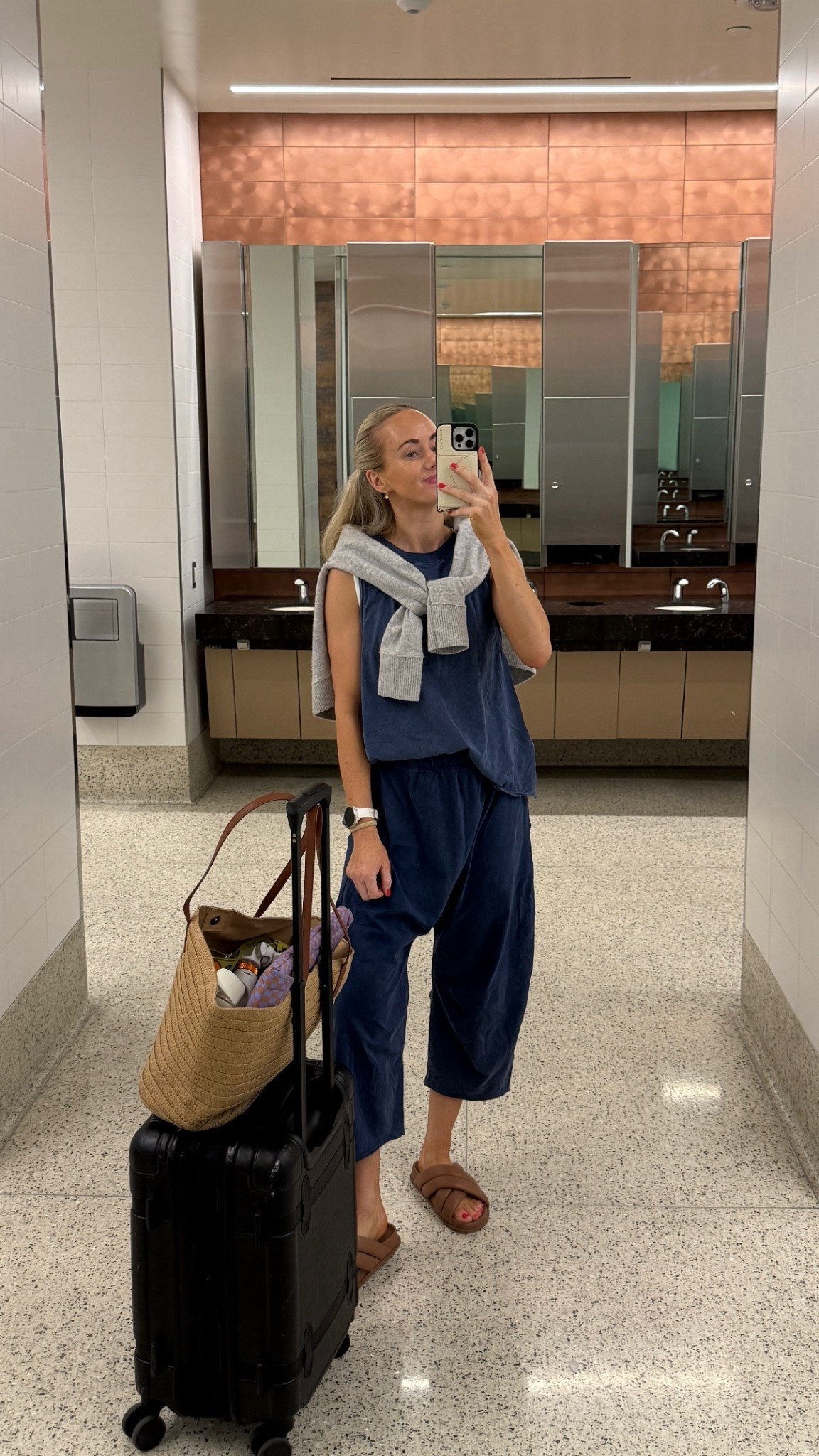 Airport outfit - just put a tank under this fit and it also doubles as a swim cover up! Wearing a small. 

Snagged these anine bing slides on Poshmark for a fifth of the price. 🙌🏻 

Straw bag under $30  

#LTKdayinmylife #LTKootd