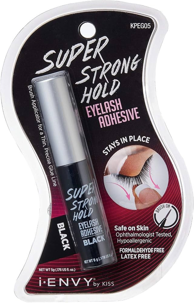 i-Envy by KISS Super Strong Hold Eyelash Adhesive Black KPEG05 Brush On Latex Free 0.18oz | Amazon (US)