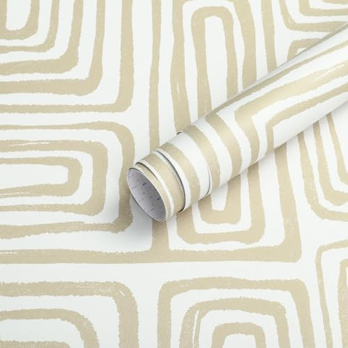 GloryTik Peel and Stick Wallpaper Boho Modern Beige Contact Paper Peel and Stick Wall Paper Removable Self Adhesive Geometric Wallpaper for Bathroom Bedroom Cabinets Decor Vinyl 16.14"x78.7" | Amazon (US)