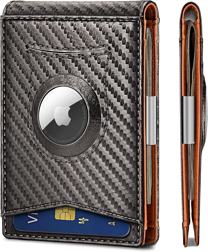 KEMISANT Mens Wallet For Airtag or Standard Use, Slim Front Pocket Wallet 11 Cards RFID Blocking,... | Amazon (US)